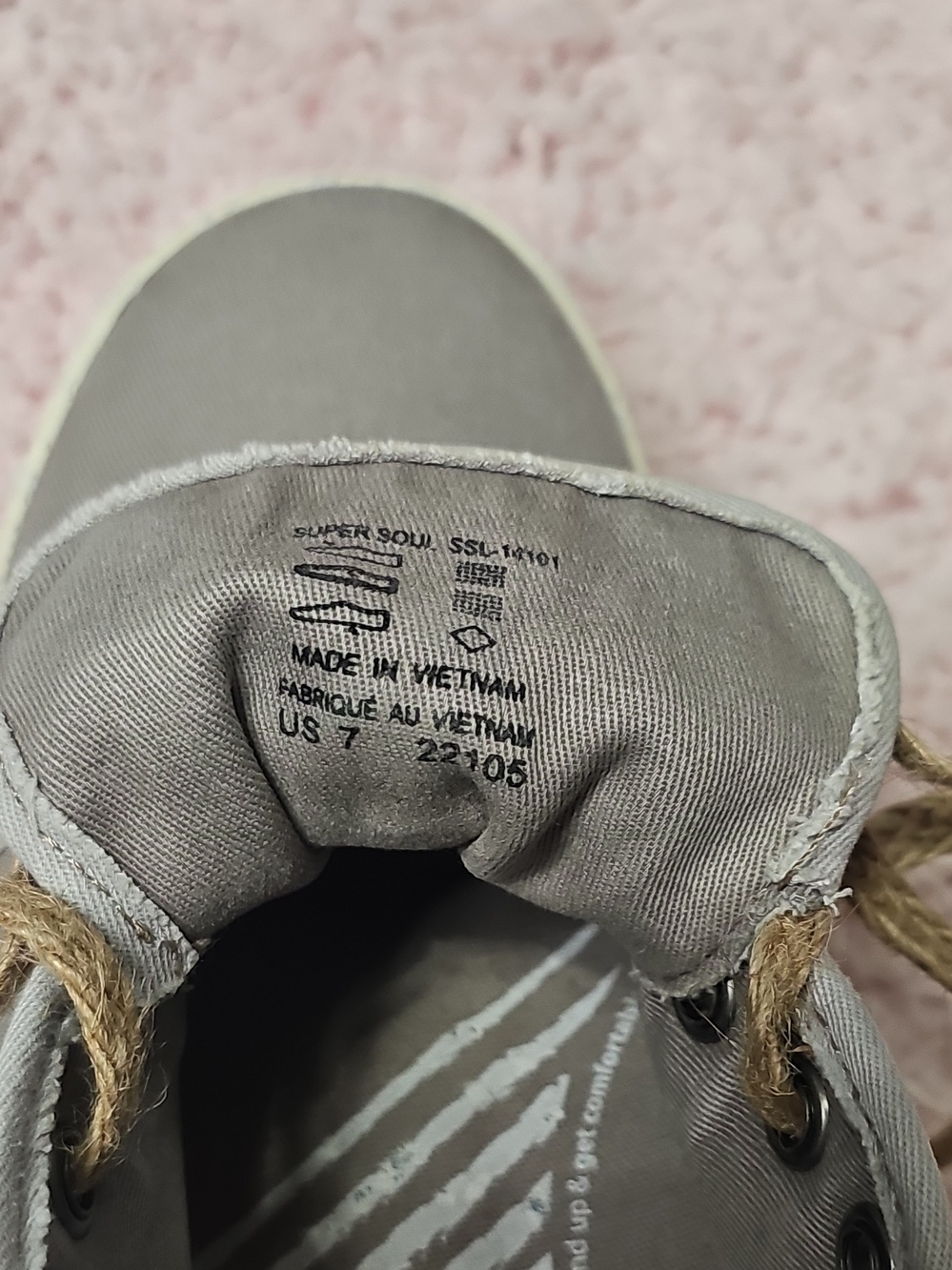 Taos Footwear Gray Canvas Sneakers with Natural Rope Laces - Picture 6 of 8